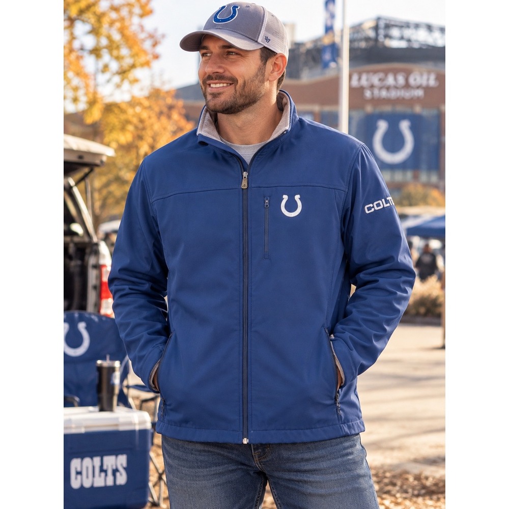 Indianapolis Colts NFL Men's XXL Blue Softshell Fleece Lined Full Zip Jacket